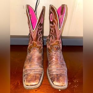 Ariat Brown & Hot Pink Boots